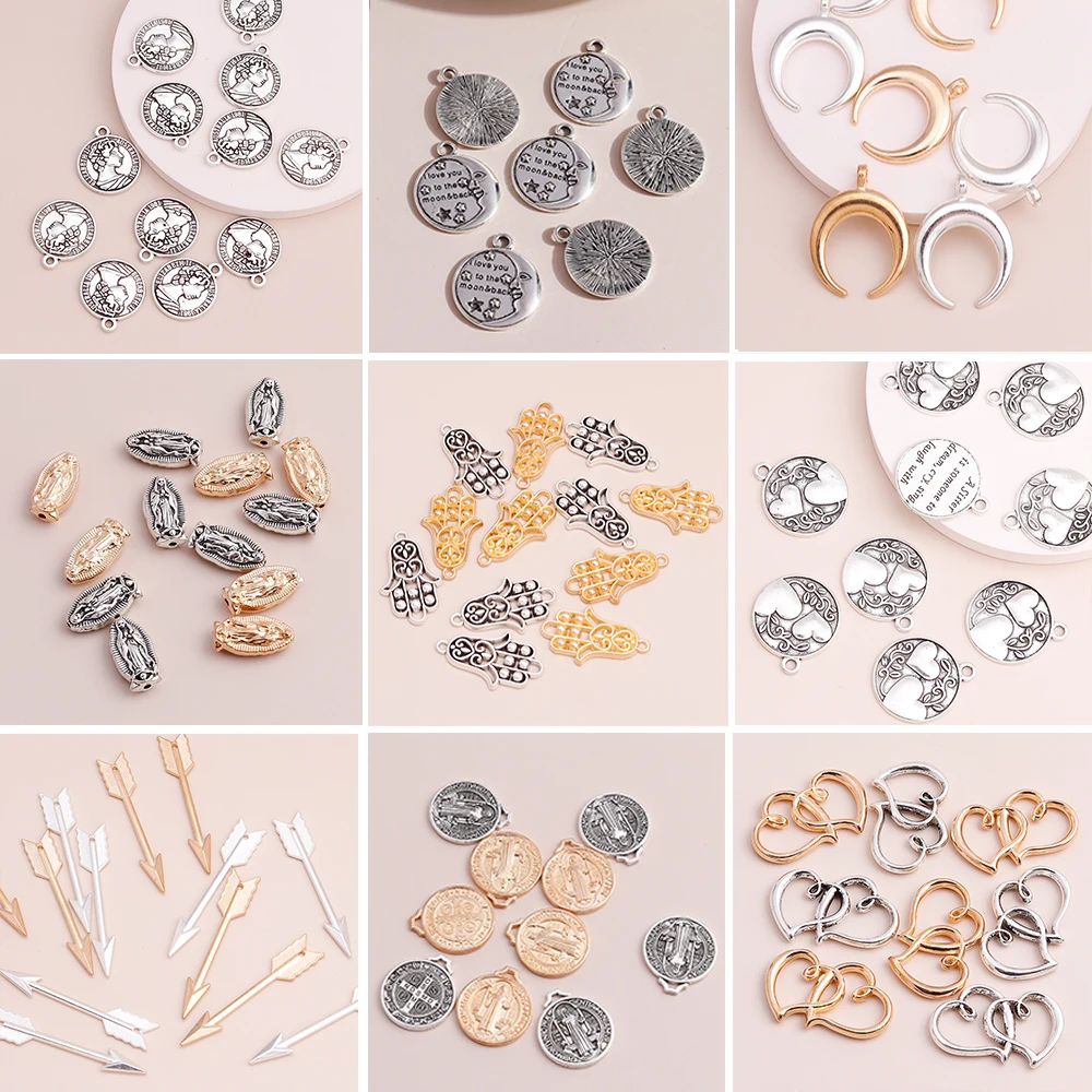 8pcs Mix Sales Gold Silver Color Alloy Elephant Heart Moon Stars Charms Virgin Mary Rose Feather Pendants for DIY Jewelry Making
8pcs Mix Sales Gold Silver Color Alloy Elephant Heart Moon Stars Charms Virgin Mary Rose Feather Pendants for DIY Jewelry Making