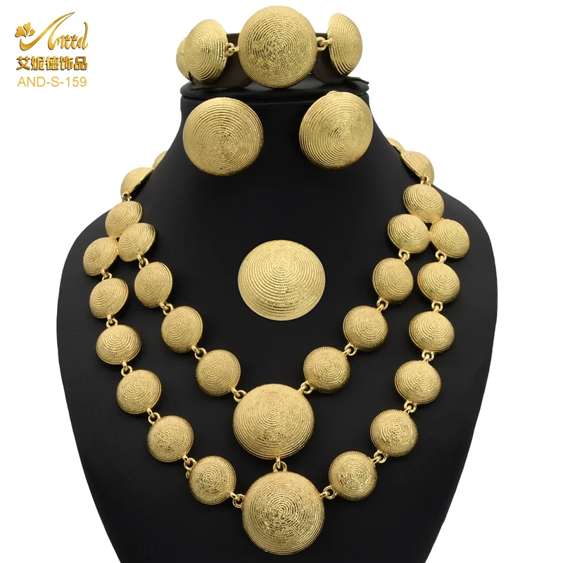 African Gold Plated Woman Jewelry Set 24K Nigerian Indian Bridal Wedding Round Necklace Earrings Bracelet Rings Sets Jewellery
African Gold Plated Woman Jewelry Set 24K Nigerian Indian Bridal Wedding Round Necklace Earrings Bracelet Rings Sets Jewellery