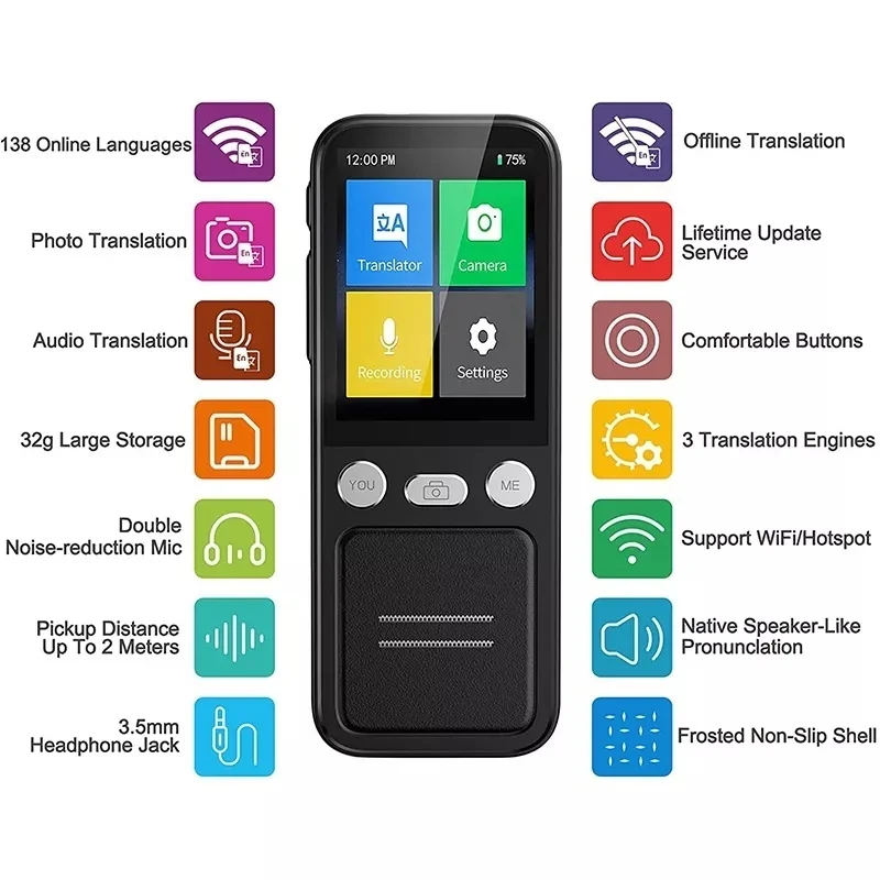 T16 Portable Instant Voice Photo Translator Travel Real Time Translation Smart Pen Scanning Recording Translator Multi Languages
T16 Portable Instant Voice Photo Translator Travel Real Time Translation Smart Pen Scanning Recording Translator Multi Languages