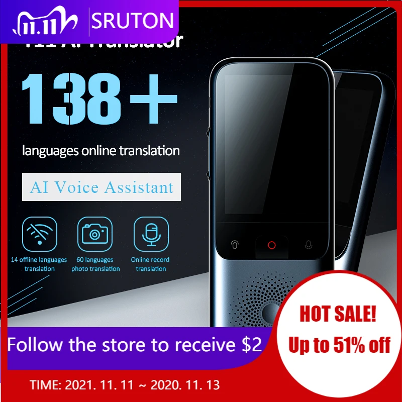 138 Languages T11 Portable Smart Voice Translator Real-time Multi-Language Speech Interactive Offline Translator Business Travel
138 Languages T11 Portable Smart Voice Translator Real-time Multi-Language Speech Interactive Offline Translator Business Travel