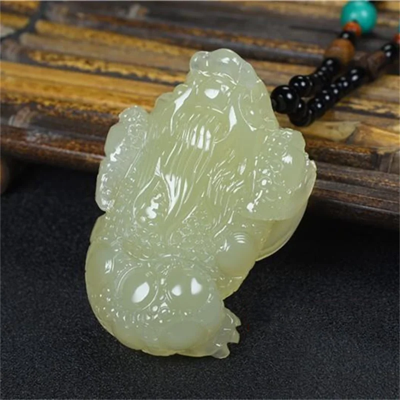 

Mai Chuang/ Hand Carved/ Whit Jade Lucky Golden Toad Necklace Pendant Fashion Elegant Personality Jewelry Men Women Couple Gift