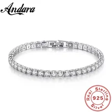 925 Sterling Silver Bracelet Zircon Chain Bracelet For Women Fashion Simple Engagement Wedding Glamour Jewelry 4MM 17.5CM