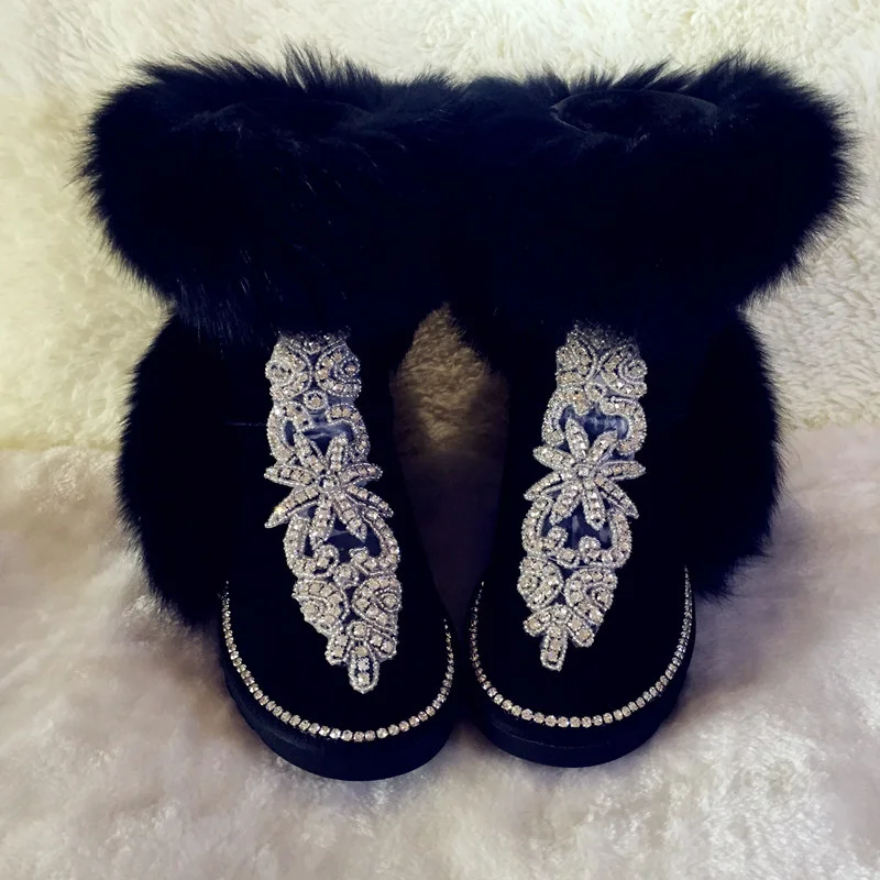 Handmade rhinestone Pink and velvet-thickened Super Fox Leather Boots Ankle Boots Warm Cotton boots 35-44
Handmade rhinestone Pink and velvet-thickened Super Fox Leather Boots Ankle Boots Warm Cotton boots 35-44