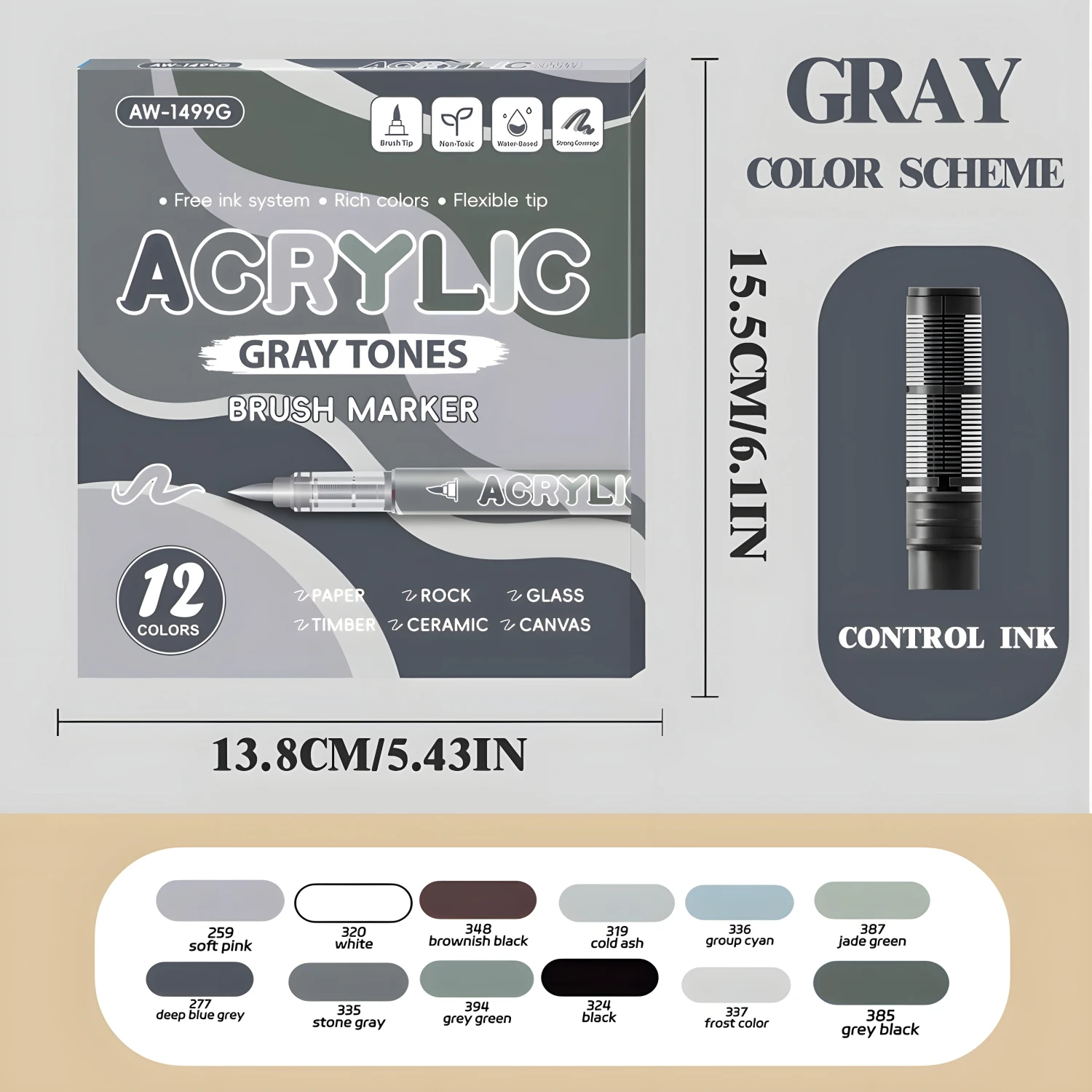 Набор Из 12 Акриловых Маркеров С Мягким Кистевидным Наконечником, Акриловым Корпусом
Набор Из 12 Акриловых Маркеров С Мягким Кистевидным Наконечником, Акриловым Корпусом