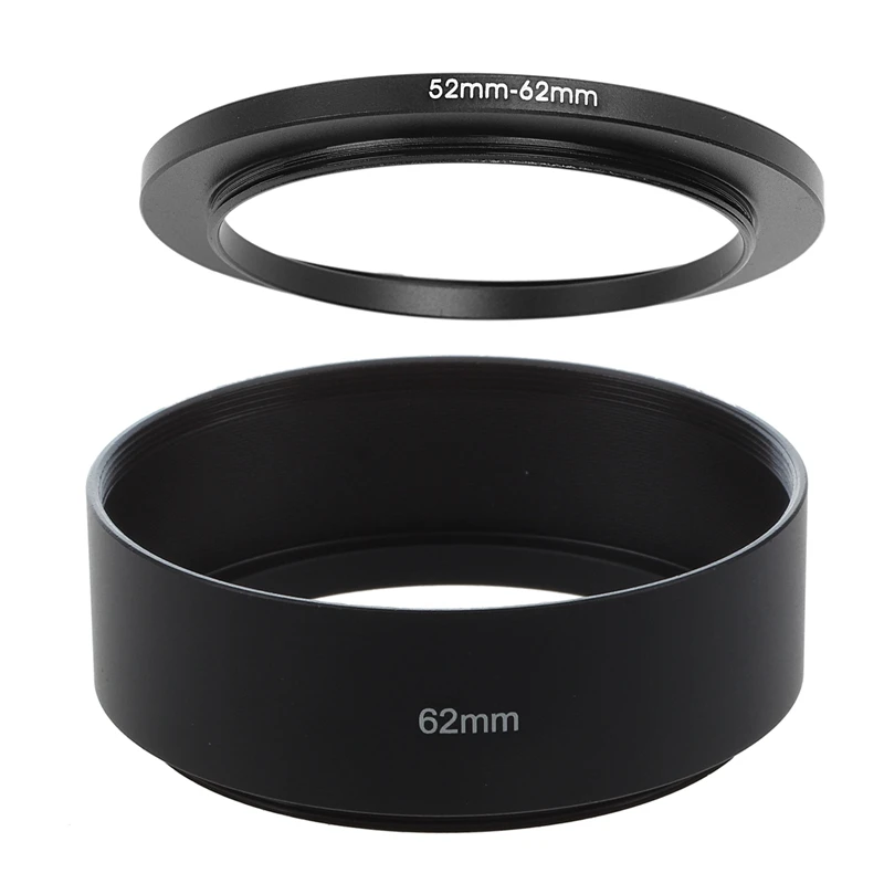 RISE-2 Pcs For Camera Accessories: 1 Pcs 62Mm Screw Mount Metal Lens Hood & 1 Pcs 52Mm-62Mm Step Up Ring Adapter
RISE-2 Pcs For Camera Accessories: 1 Pcs 62Mm Screw Mount Metal Lens Hood & 1 Pcs 52Mm-62Mm Step Up Ring Adapter