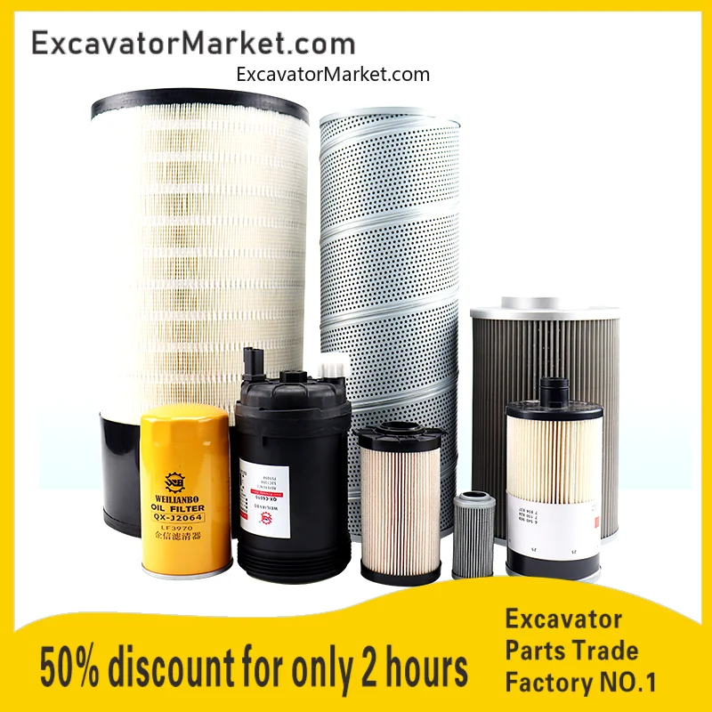 Excavator Parts For XCMG XE200DA 205DA oil diesel air filter hydraulic return inlet pilot maintenance