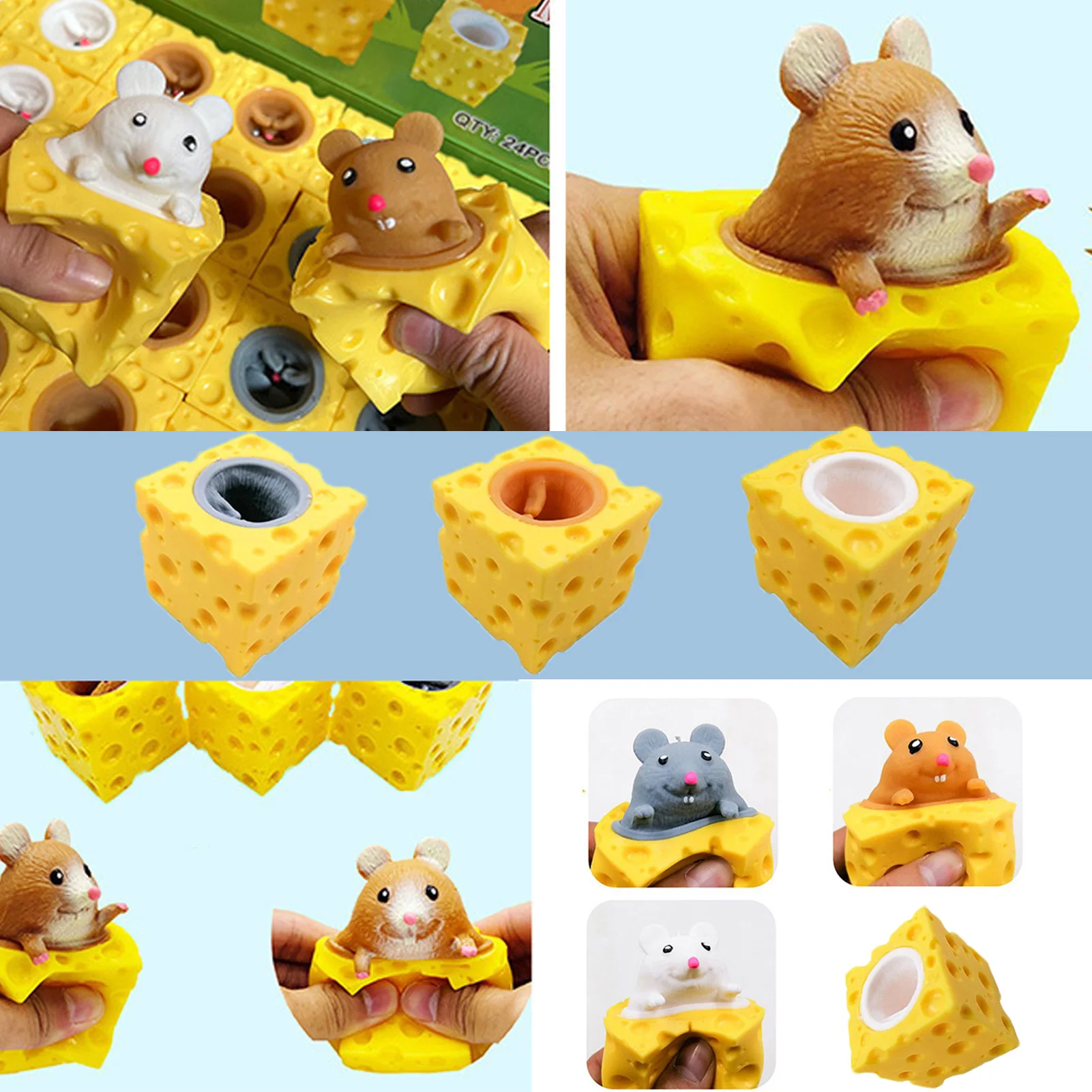 

Игрушка-сжималка для сыра со встроенной крышкой, мышь, забавная сенсорная игрушка для детей и взрослых, легкая в использовании мягкая сжима...