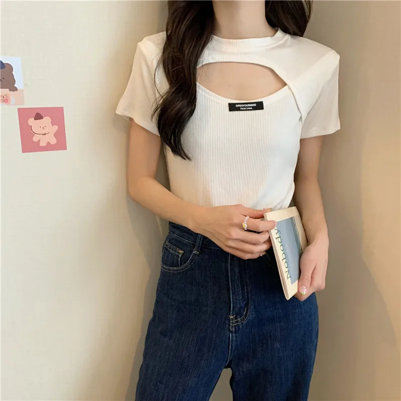 Новинка 7465, дизайнерская облегающая футболка из двух предметов в Корейском стиле с короткими рукавами
Новинка 7465, дизайнерская облегающая футболка из двух предметов в Корейском стиле с короткими рукавами