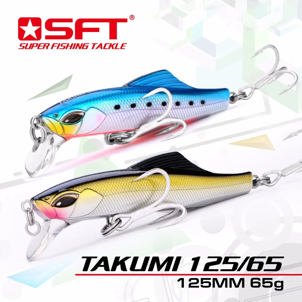 SFT TAKUMI Saltwater Sinking Minnow Lure125mm/65g Big Game Sea Fishing Bait Artificial Wobbler Treble Hook For Bass Pesca leurre
SFT TAKUMI Saltwater Sinking Minnow Lure125mm/65g Big Game Sea Fishing Bait Artificial Wobbler Treble Hook For Bass Pesca leurre