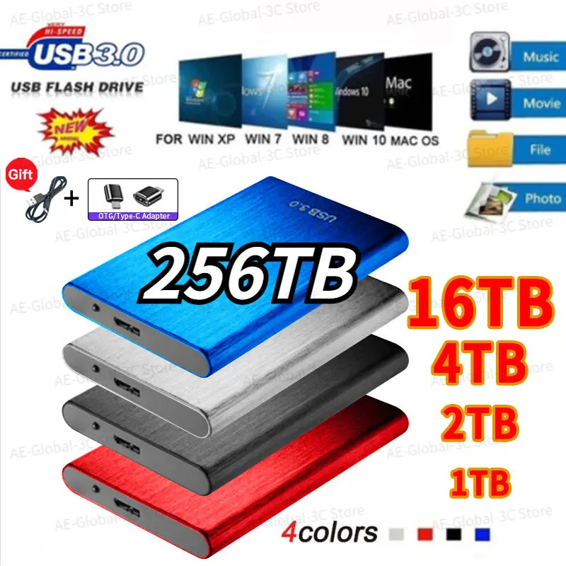 256TB 128TB 64TB 2TB SSD Device High Speed M.2 Computer Portable USB 3.0 For Laptops Original Hard Drive HDD Solid State Drive
256TB 128TB 64TB 2TB SSD Device High Speed M.2 Computer Portable USB 3.0 For Laptops Original Hard Drive HDD Solid State Drive