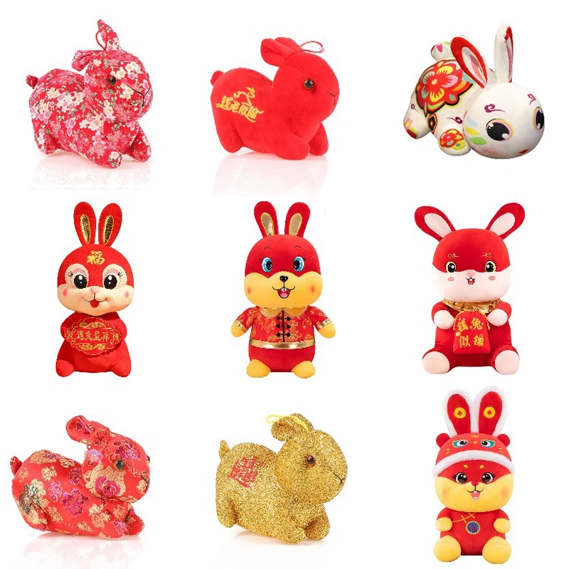 

Милый кролик 2023, Китайский Зодиак, животное удачи, новогодний домашний декор, мягкая игрушка, креативный специальный подарок для детей
