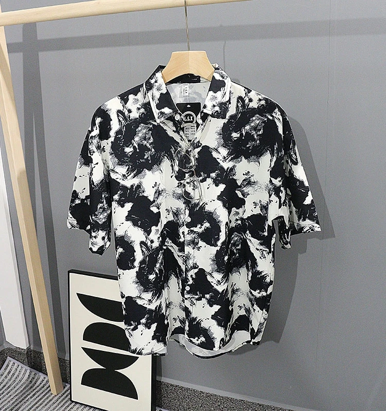 Summer Ink Blossom Short Sleeve Shirt Men's Trend Loose and High Grade Design Feel Print Drop Feel Half Sleeve Shirt Thin chic 
Summer Ink Blossom Short Sleeve Shirt Men's Trend Loose and High Grade Design Feel Print Drop Feel Half Sleeve Shirt Thin chic