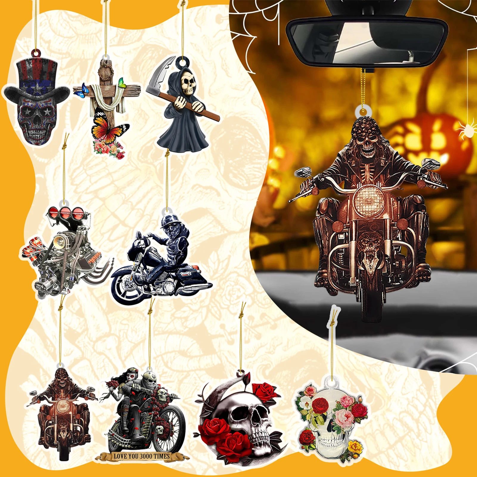 Acrylic Flat Horror Skull Zombies Dwarf Pendant Halloween Theme Car Interior Rearview Mirror Hanging Ornament Car Accessories
Acrylic Flat Horror Skull Zombies Dwarf Pendant Halloween Theme Car Interior Rearview Mirror Hanging Ornament Car Accessories