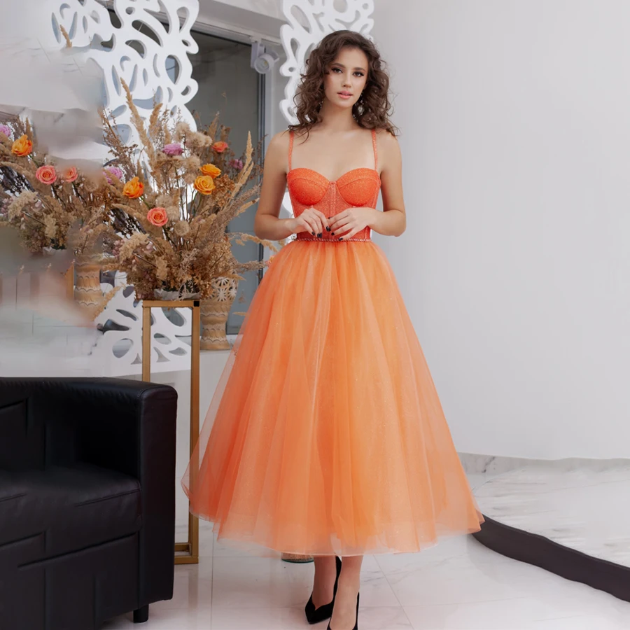 Spaghetti Straps Coral Ankle Length Tulle Homecoming Dress Crystals Belt Sexy Cocktail Dress Vestidos De Graduación
Spaghetti Straps Coral Ankle Length Tulle Homecoming Dress Crystals Belt Sexy Cocktail Dress Vestidos De Graduación