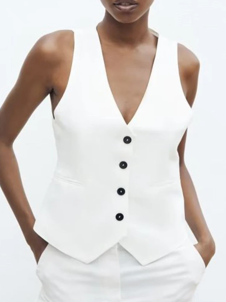 2023 Women Summer Linen Vests Coats Casual Solid V-Neck Single Breasted Waistcoat Female Elegant Street OL Clothing
2023 Women Summer Linen Vests Coats Casual Solid V-Neck Single Breasted Waistcoat Female Elegant Street OL Clothing