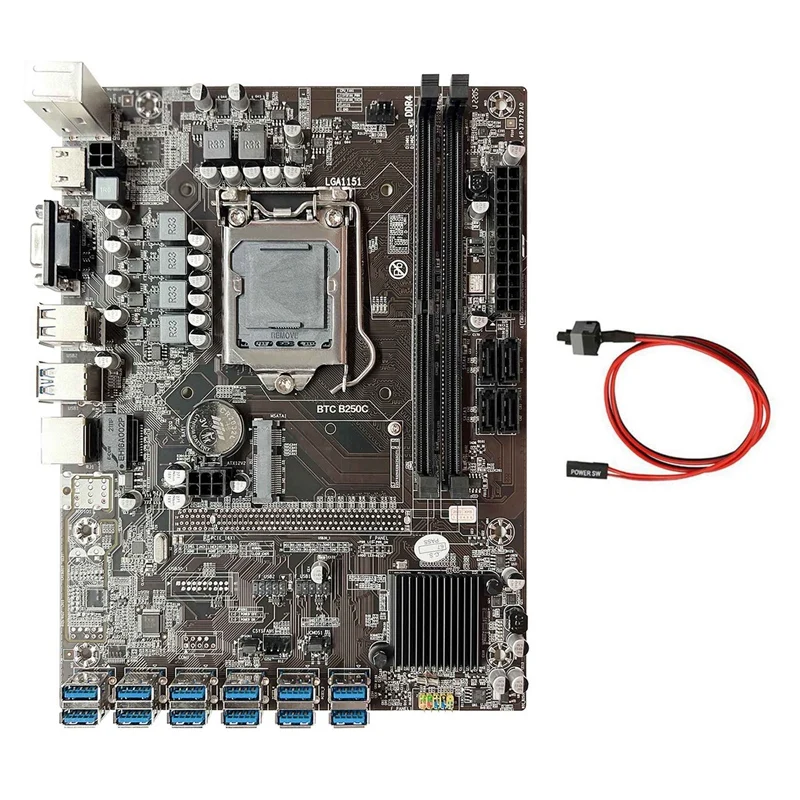 B250C BTC Mining Motherboard+Switch Cable 12XPCIE to USB3.0 Graphics Card Slot LGA1151 DDR4 MSATA ETH Miner Motherboard
B250C BTC Mining Motherboard+Switch Cable 12XPCIE to USB3.0 Graphics Card Slot LGA1151 DDR4 MSATA ETH Miner Motherboard