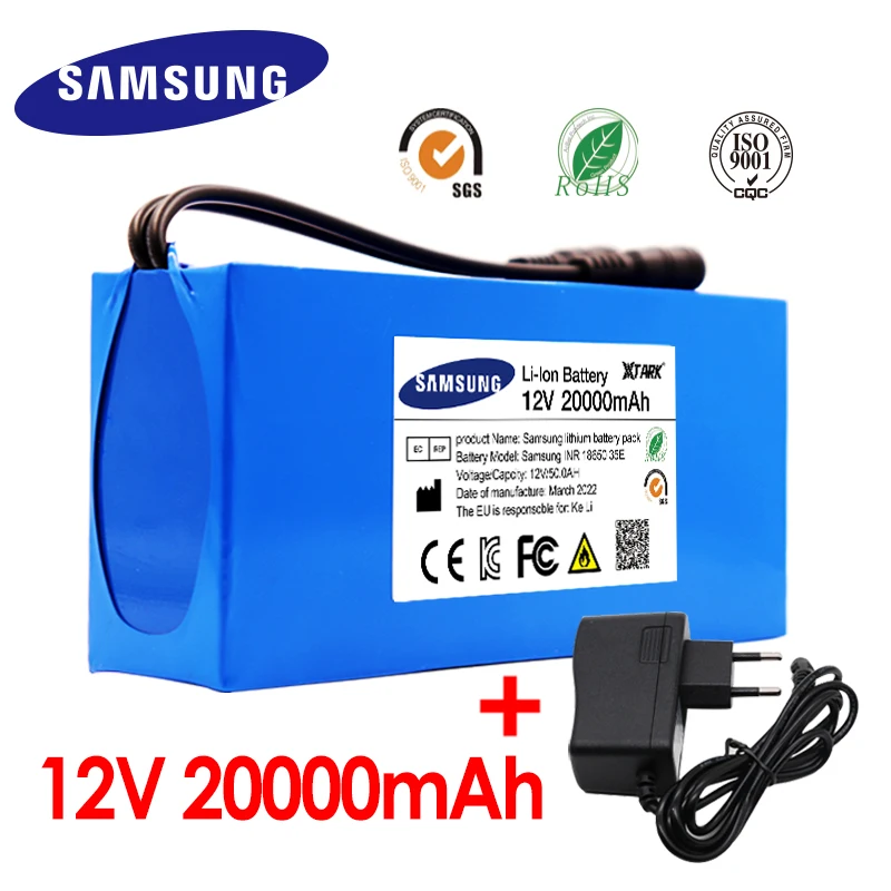 

100% brand new portable 12v 20000mah 18650 lithium ion battery DC 12.6v 45ah battery with bms + 12.6v 1A US EU charger