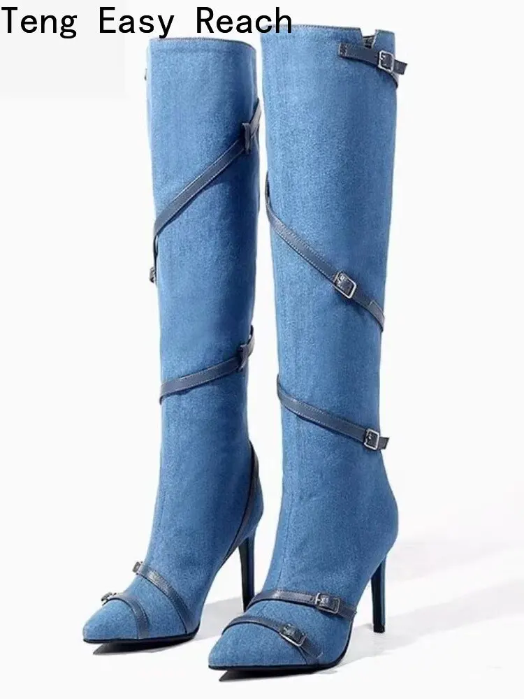 Winter New Warm Denim Knee Length Boots Women Fashion Slim Heels High Heels High Boots Pointed Toe Thin Heels Women's Boots Sexy
Winter New Warm Denim Knee Length Boots Women Fashion Slim Heels High Heels High Boots Pointed Toe Thin Heels Women's Boots Sexy