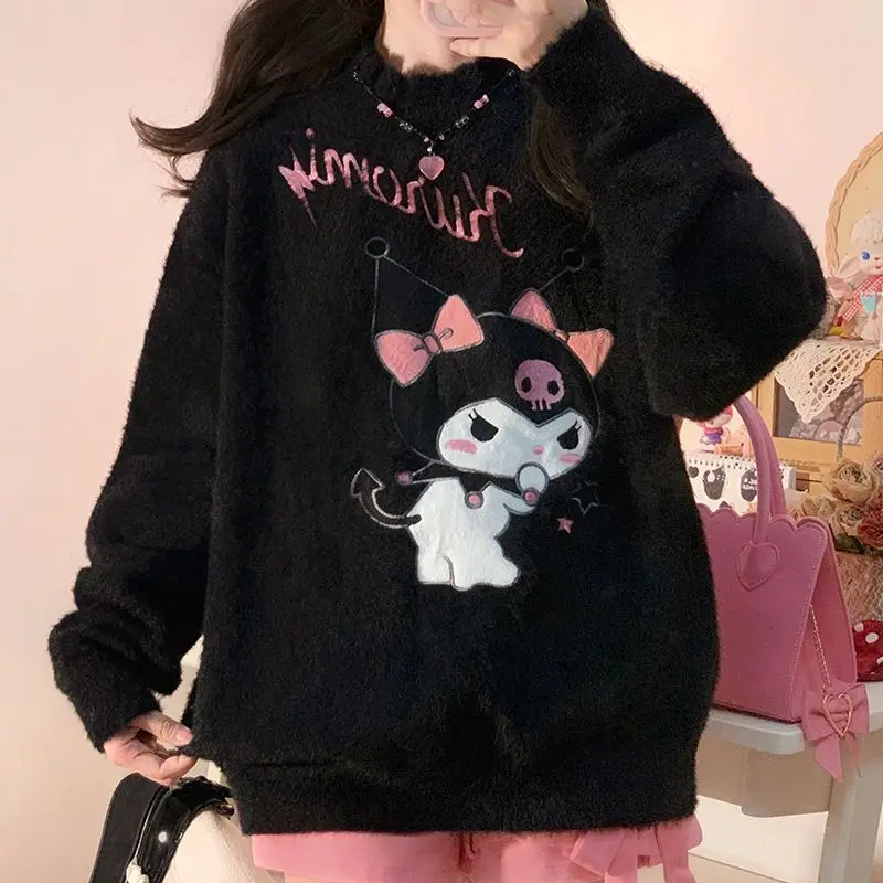 Kawaii Sanrioed Kuromi Soft Embroidery Sweater Cartoon Girl Heart Crew Neck Knitwear Thickened Warm Keeping Loose Relaxed Top
Kawaii Sanrioed Kuromi Soft Embroidery Sweater Cartoon Girl Heart Crew Neck Knitwear Thickened Warm Keeping Loose Relaxed Top