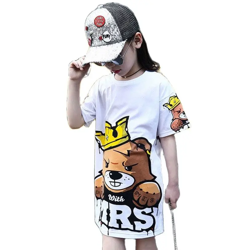 New Summer Polyester T-Shirt Dresses For Girls Korean Version Fashion Cartoon Round Neck Casual Short Sleeve Children's Clothing
New Summer Polyester T-Shirt Dresses For Girls Korean Version Fashion Cartoon Round Neck Casual Short Sleeve Children's Clothing