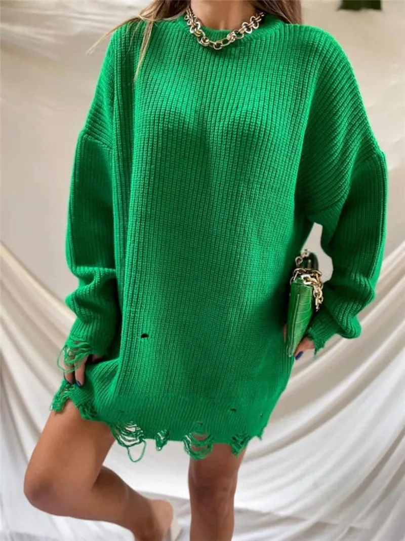 Solid Color Hole Sweater Autumn Winter 2021 Round Neck Pullover Long Sleeve Sweater Women
Solid Color Hole Sweater Autumn Winter 2021 Round Neck Pullover Long Sleeve Sweater Women