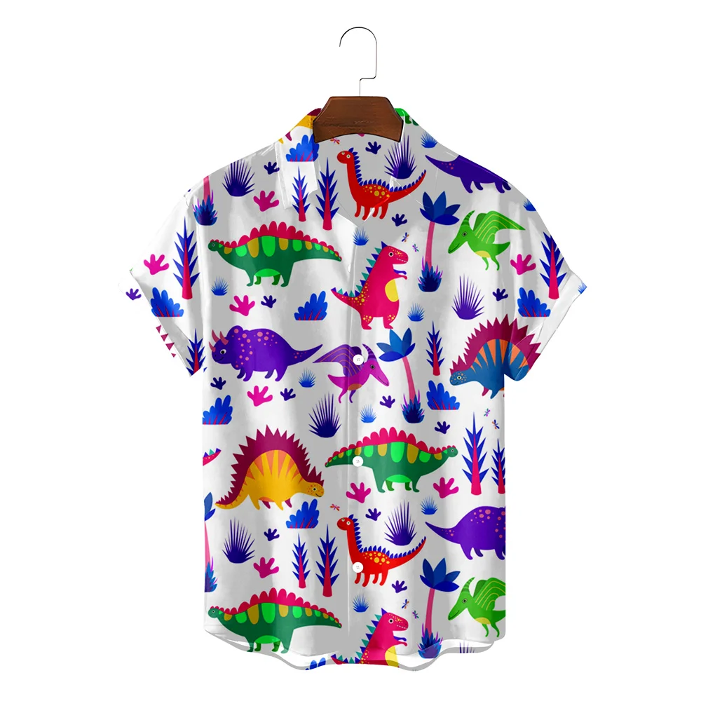 

Funny Dinosaur Hawaiian Shirts 3d Print Casual Men Women Summer Beach Short Sleeve Blouse Fashion Men's Vocation Lapel Camisa