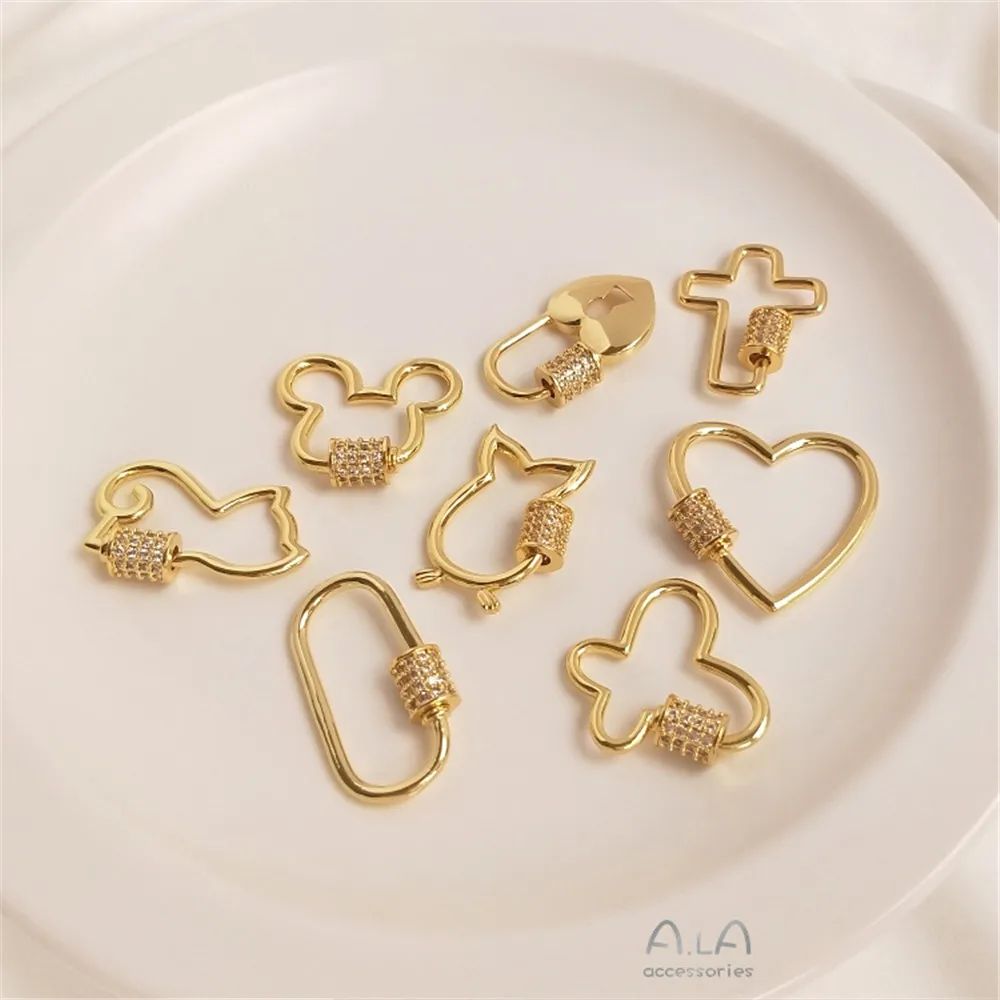 Zircon inlaid cat butterfly heart-shaped geometric screw buckle manual DIY Necklace connecting buckle Pendant
Zircon inlaid cat butterfly heart-shaped geometric screw buckle manual DIY Necklace connecting buckle Pendant