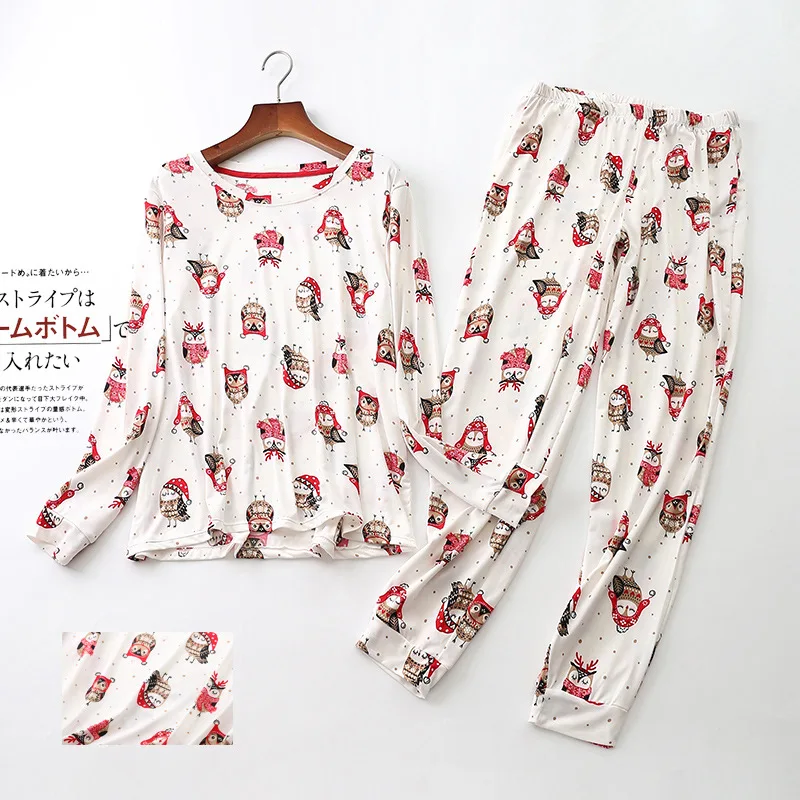 Cute Women's Pajamas Set Owl Print Two Pieces Long Sleeve Tops Full Pants Sleepwear Lounge Big Size S-3XL Apring Autumn 1909
Cute Women's Pajamas Set Owl Print Two Pieces Long Sleeve Tops Full Pants Sleepwear Lounge Big Size S-3XL Apring Autumn 1909