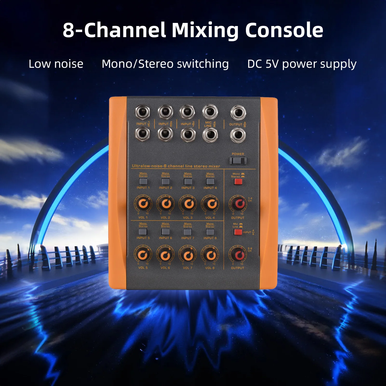 Mixer NX-03 8-channel Audio Mixer Low-noise Stereo Mono Switching Compact Digital Audio Mixer for Guitar Bass Accessories
Mixer NX-03 8-channel Audio Mixer Low-noise Stereo Mono Switching Compact Digital Audio Mixer for Guitar Bass Accessories