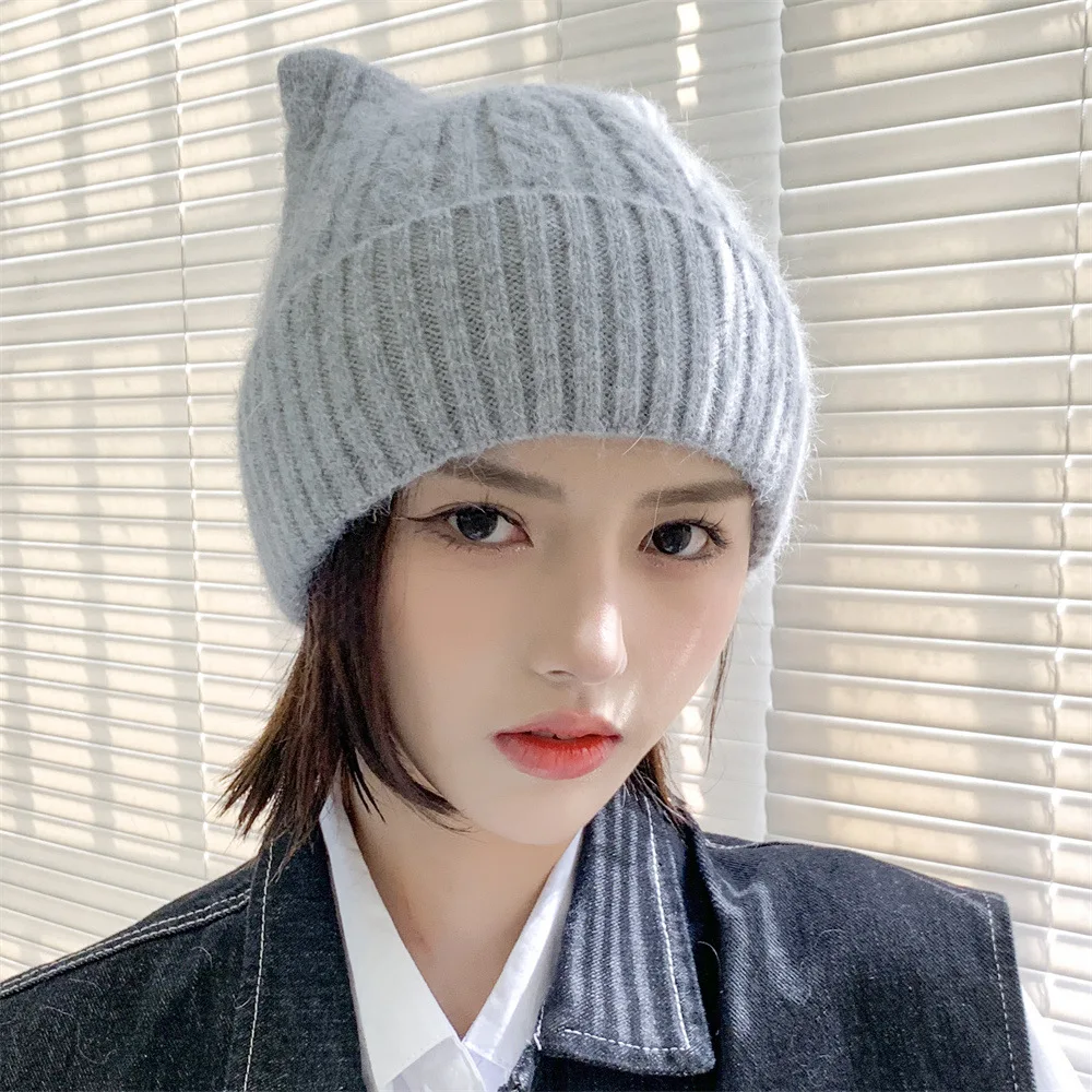 New Fashion Knitted Hat For Women Rabbit Hair Winter Warm Hats Cat Ear Beanies Cute Girls Casual Headwear Windproof Gorro Bonnet
New Fashion Knitted Hat For Women Rabbit Hair Winter Warm Hats Cat Ear Beanies Cute Girls Casual Headwear Windproof Gorro Bonnet