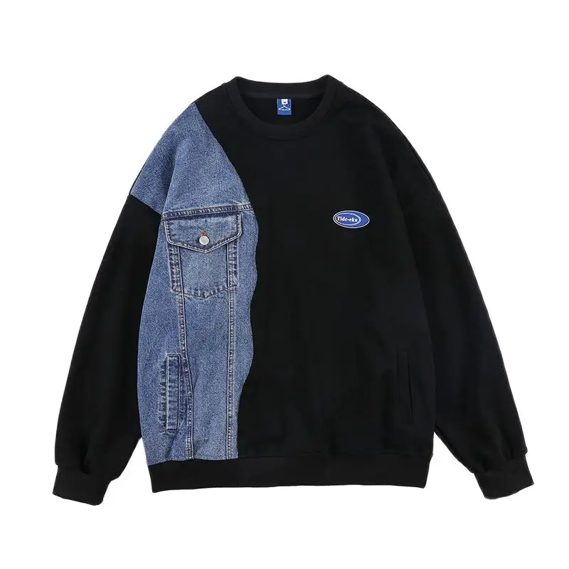 Denim Patchwork Sweater Men and Women Oversized Hoodie Cotton Fall Sweatshirt Casual Fashion Streetwear
Denim Patchwork Sweater Men and Women Oversized Hoodie Cotton Fall Sweatshirt Casual Fashion Streetwear