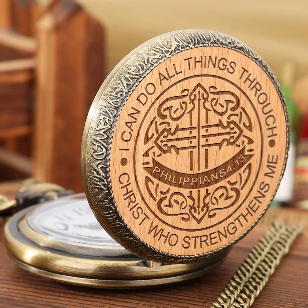 Christian Pattern Pendant Pocket Watch Men Women Wood Alloy Necklace Clock Durable Quartz Battery Movement Personalized Gifts
Christian Pattern Pendant Pocket Watch Men Women Wood Alloy Necklace Clock Durable Quartz Battery Movement Personalized Gifts