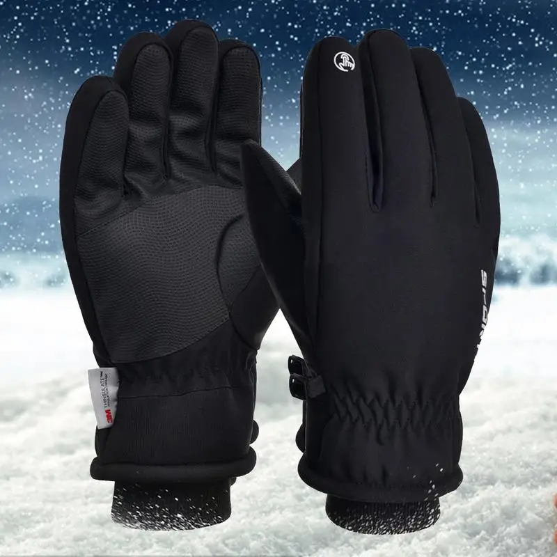 

Waterproof Winter Gloves Black Winter Knit Gloves Upgraded Screen-touch Anti-Slip Silicone Gel Elastic Cuff Thermal Soft Gloves