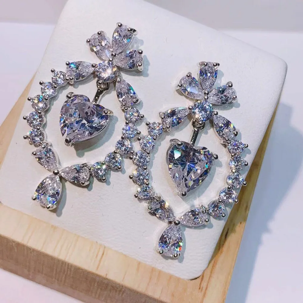 Fashion Trendy Heart Shape Multi-color Cubic Zirconia Drop Earrings for Women Fashion Jewelry boucles d oreille femme E-588
Fashion Trendy Heart Shape Multi-color Cubic Zirconia Drop Earrings for Women Fashion Jewelry boucles d oreille femme E-588