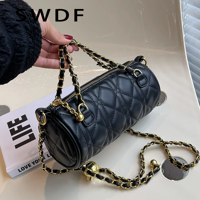 SWDF Cute Solid Color Small PU Leather Cylindrical Bucket Shoulder Bags for Women 2022 Simple Female Chain Handbags and Purses
SWDF Cute Solid Color Small PU Leather Cylindrical Bucket Shoulder Bags for Women 2022 Simple Female Chain Handbags and Purses