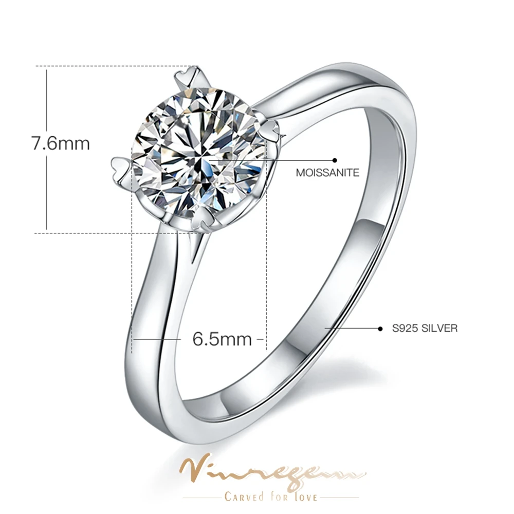 Vinregem 925 Sterling Silver 1CT Colorful D Moissanite Wedding Ring for Women Gift 100% Pass Test Diamond With GRA Drop Shipping
Vinregem 925 Sterling Silver 1CT Colorful D Moissanite Wedding Ring for Women Gift 100% Pass Test Diamond With GRA Drop Shipping