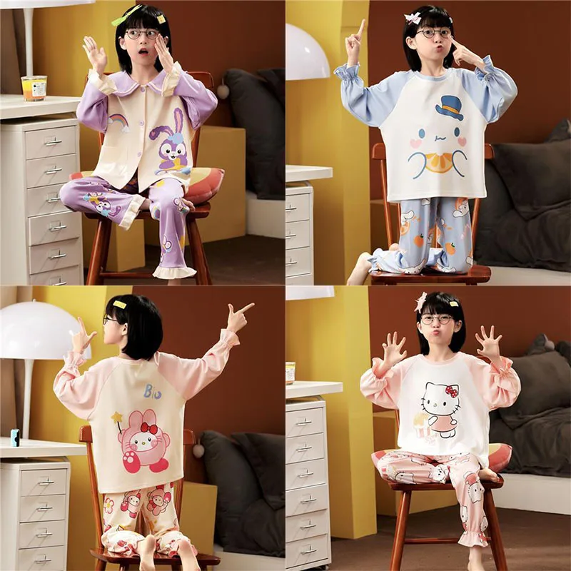 Милая Детская Пижама Sanrio Kuromi Hellokitty Mymelody Kawaii для весны и осени с длинным рукавом домашняя одежда для матери и дочери
Милая Детская Пижама Sanrio Kuromi Hellokitty Mymelody Kawaii для весны и осени с длинным рукавом домашняя одежда для матери и дочери