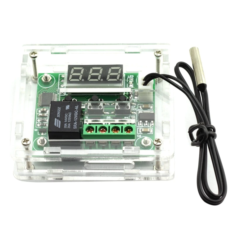 W1209 DC 12V Thermostat Temperature Control Switch Thermometer Controller With Digital LED Display With Case
W1209 DC 12V Thermostat Temperature Control Switch Thermometer Controller With Digital LED Display With Case