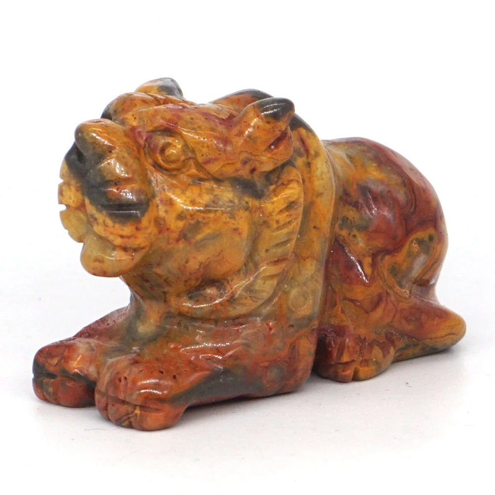 2" Tiger Statue Natural Gemstone Crazy Agate Crystal Carved Reiki Healing Stone Animal Figurine Crafts Home Ornaments Decor
2" Tiger Statue Natural Gemstone Crazy Agate Crystal Carved Reiki Healing Stone Animal Figurine Crafts Home Ornaments Decor