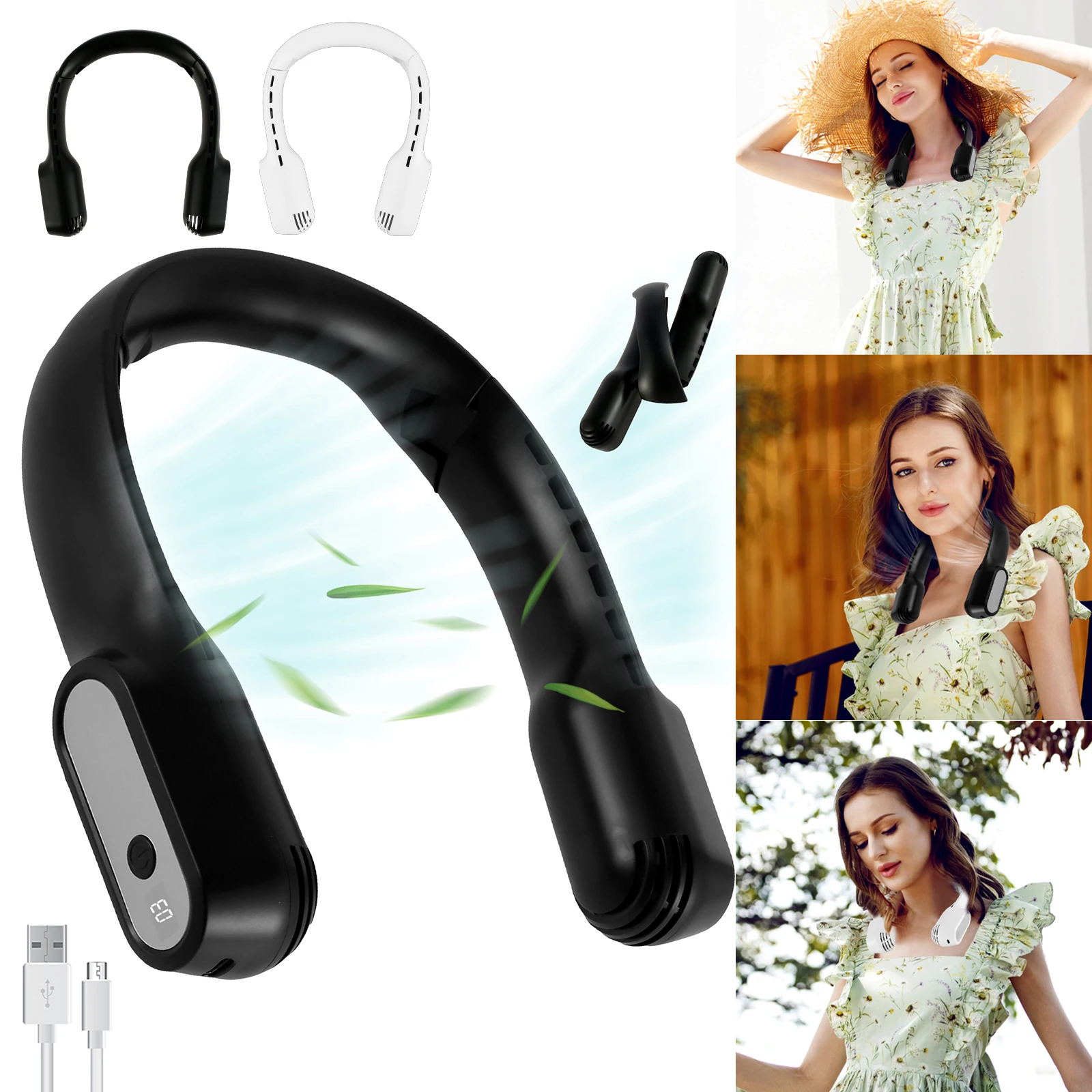 Портативный шейный вентилятор с цифровым дисплеем, 2400 мАч
Портативный шейный вентилятор с цифровым дисплеем, 2400 мАч