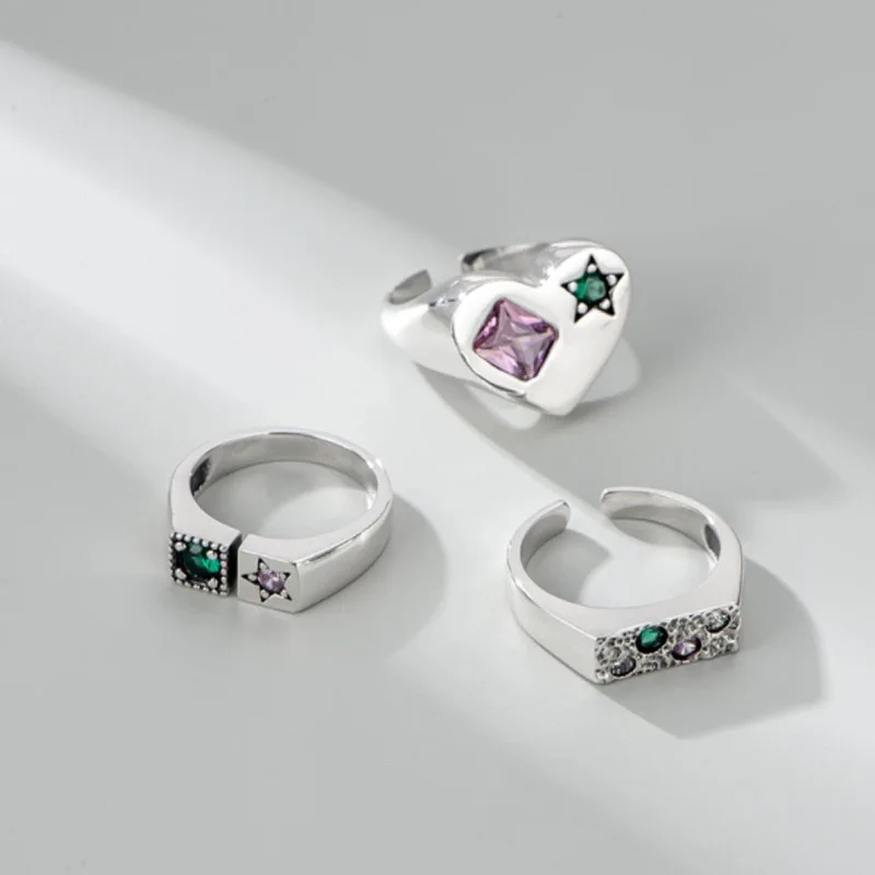 WEIYUE 925 Sterling Silver Love Color Diamond Women's Ring Retro Fashion Star Open Ring Accessories Jewelry Party Gift
WEIYUE 925 Sterling Silver Love Color Diamond Women's Ring Retro Fashion Star Open Ring Accessories Jewelry Party Gift