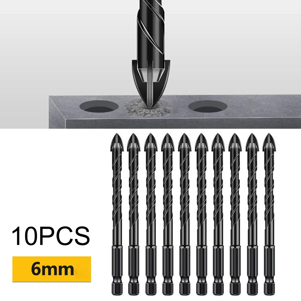 10pcs 6mm Tile Drill Bit GlassCeramicHole SawHex Shank Cross Spear Head For Tile Brick Glass Mirrors Drilling
10pcs 6mm Tile Drill Bit GlassCeramicHole SawHex Shank Cross Spear Head For Tile Brick Glass Mirrors Drilling