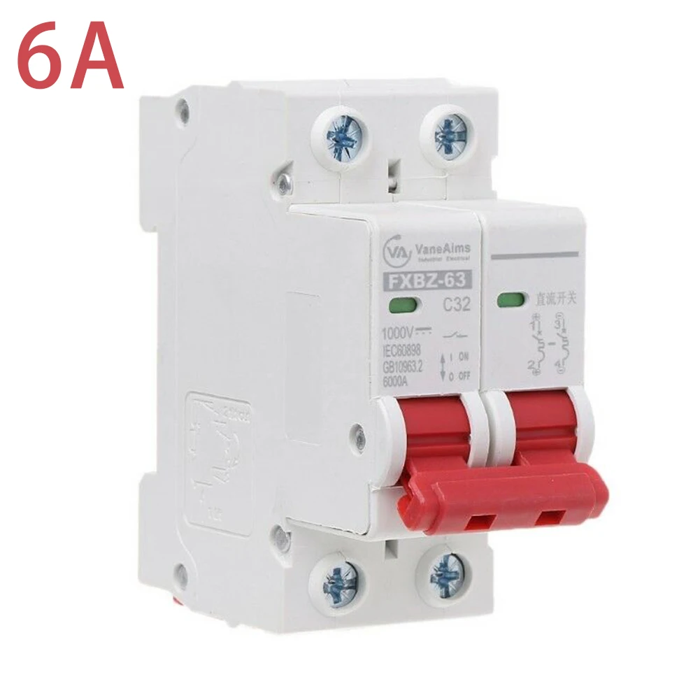 

2P Solar MCB DC1000V Solar Mini Circuit Breaker 6/10/16/20/25/32/40/50/63A DC MCB For PV System Photovoltaic Systems Miniature