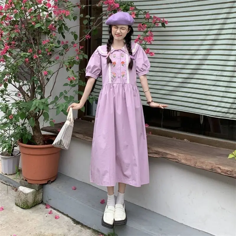 Japanese Academy Style Doll Neck Dress Medium Length Dress Women's Summer Korean Version New Style Sweet and Young Girl Trend
Japanese Academy Style Doll Neck Dress Medium Length Dress Women's Summer Korean Version New Style Sweet and Young Girl Trend