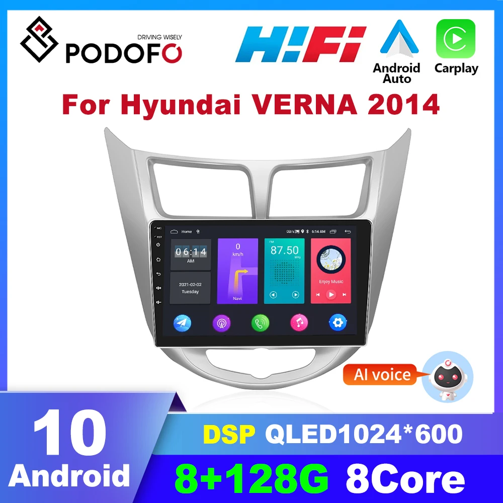 Автомагнитола Podofo, 2DIN, Android, для Hyundai Solari 2010-2012 VERNA 2014, мультимедийный плеер, Авторадио для Carplay, GPS-навигация, Hifi
Автомагнитола Podofo, 2DIN, Android, для Hyundai Solari 2010-2012 VERNA 2014, мультимедийный плеер, Авторадио для Carplay, GPS-навигация, Hifi