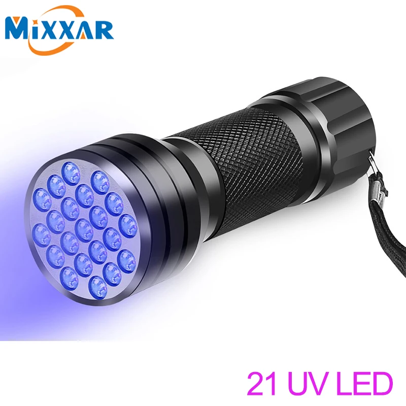 

ZK20 UV Flashlight 21LED UV Light 395-410nm LED UV Flashlights Fluorescence detection torch Ultraviolet Black Light lamp