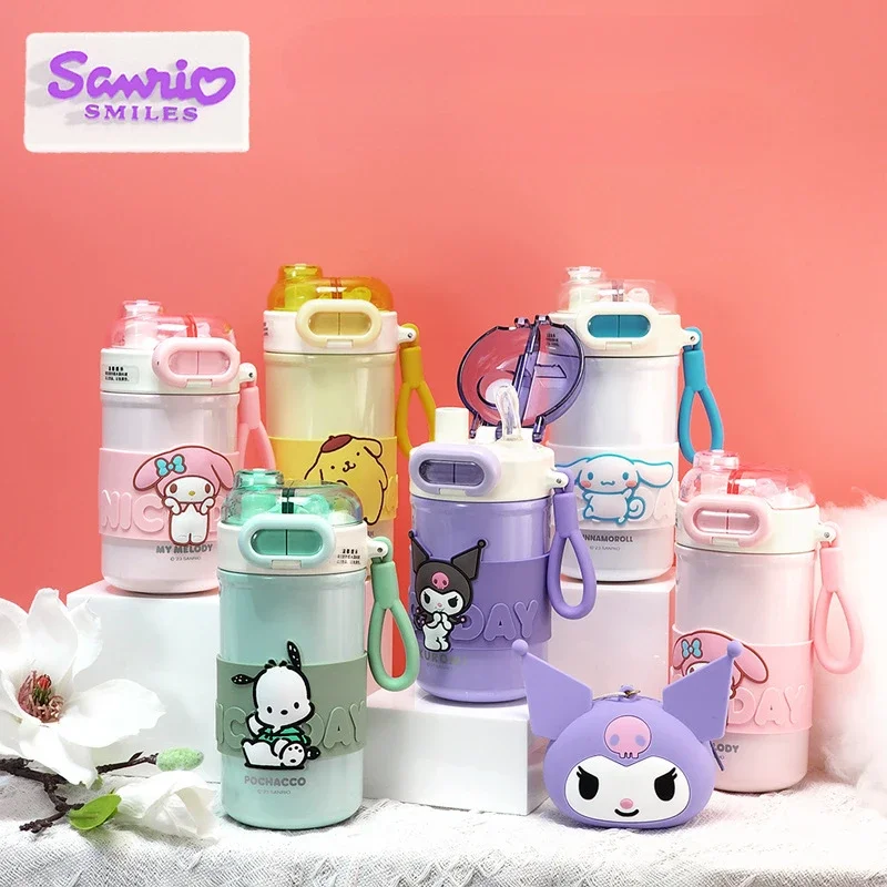 

Anime Sanrio Kuromi New Thermos Cup Kawaii Mymelody Pochacco Cinnamoroll Coffee Straw Water Cup Stainless Steel Large Capacity