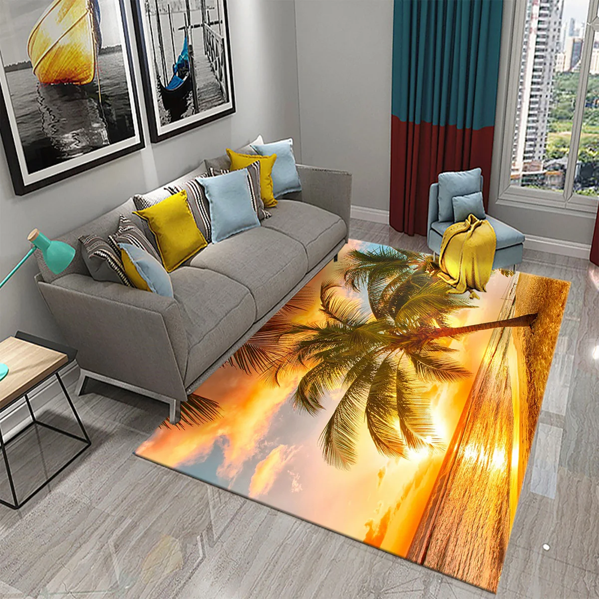 

Coconut Tree Carpet Beach Forest Scenery Home Rug Kitchen Bathroom Non-slip Mat Balcony Doormat Hallway Living Room Bedroom Rugs