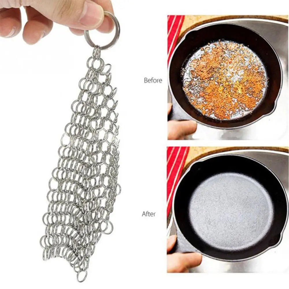 Кухонная посуда для мытья дома, круговое кольцо Chainmail, кухонный инструмент из нержавеющей стали, чугунная щетка для очистки сковородок
Кухонная посуда для мытья дома, круговое кольцо Chainmail, кухонный инструмент из нержавеющей стали, чугунная щетка для очистки сковородок