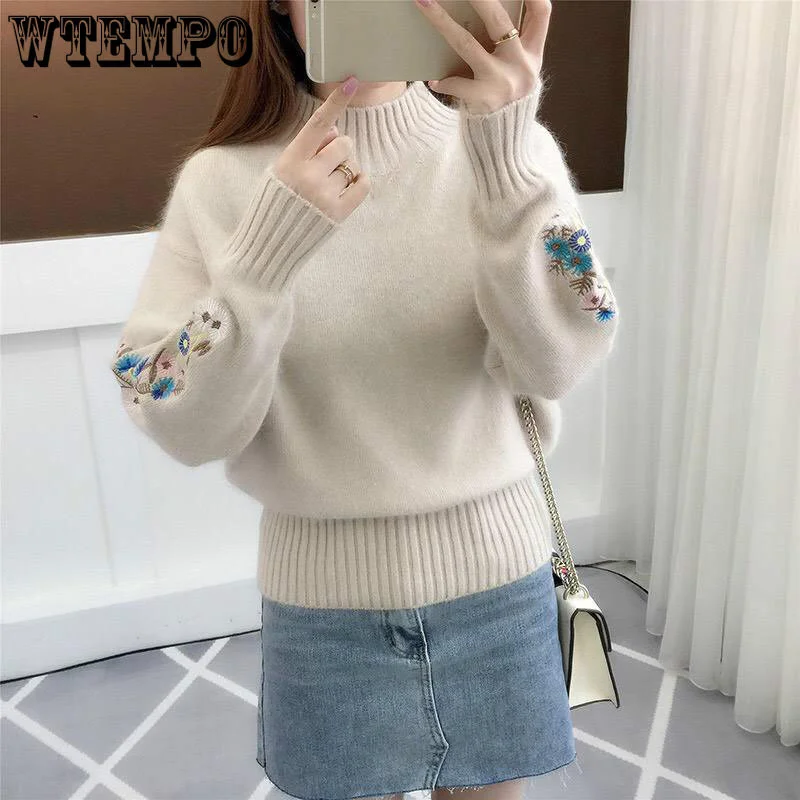 Женский вязаный свитер, толстый свитер с цветочной вышивкой, пуловеры, осенне-зимние Новые свитера с длинным рукавом и круглым вырезом
Женский вязаный свитер, толстый свитер с цветочной вышивкой, пуловеры, осенне-зимние Новые свитера с длинным рукавом и круглым вырезом